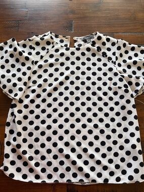 Primark Black and White Polka Dot Short Sleeve Blouse